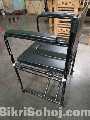 Foldable Steel Commode Toilet Chair with Backrest